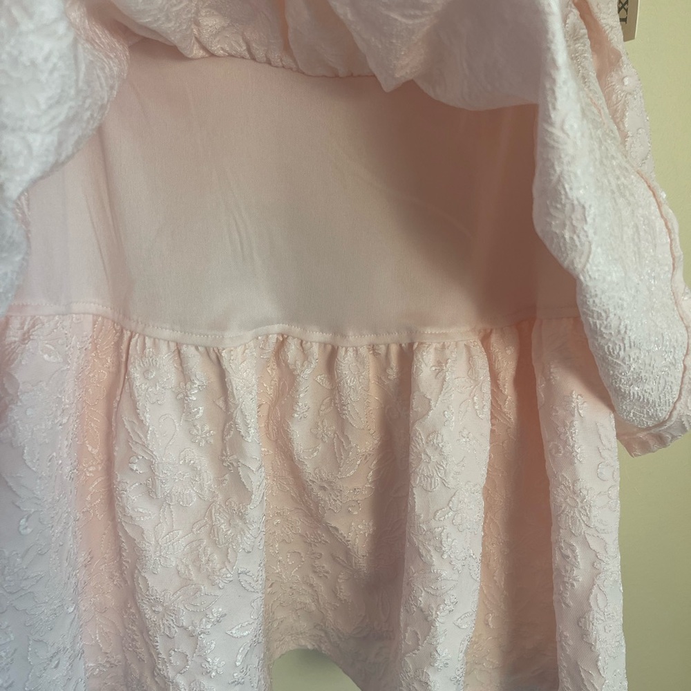 Pink Lace Corset Dress Bow Straps Tiered Mini XL Coquette Balletcore Barbiecore - Picture 11 of 14